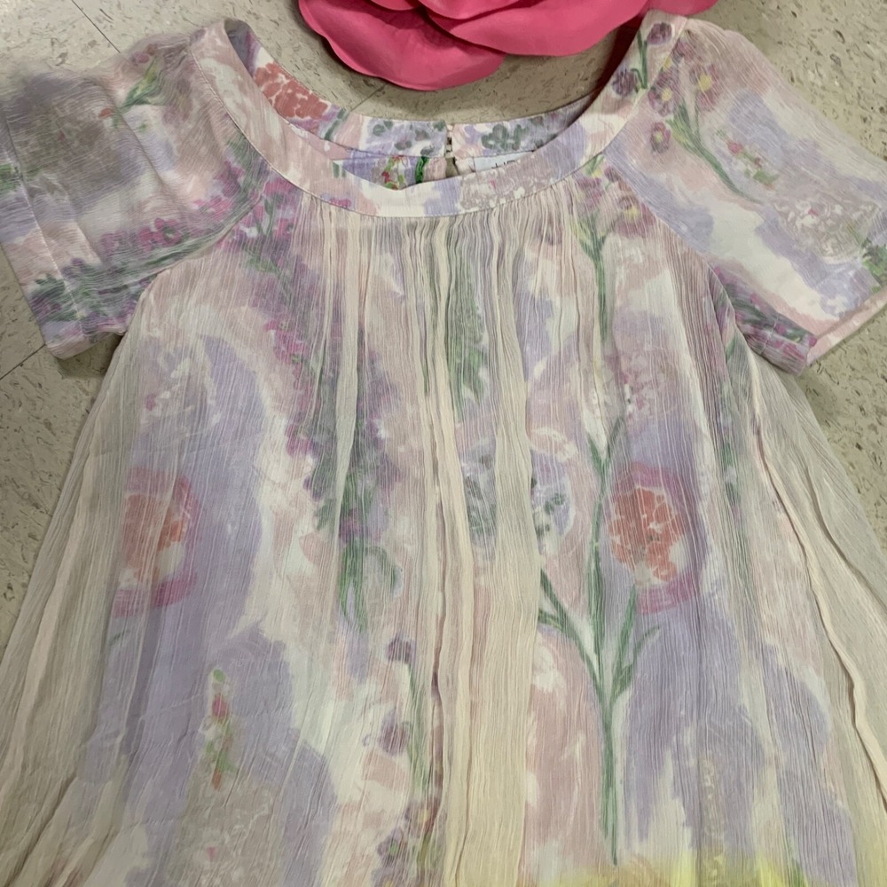 HD‎ IN PARIS Anthropologie Women's Sz 0 Dipped Chroma Swing Dress Purple Yellow - Picture 2 of 10